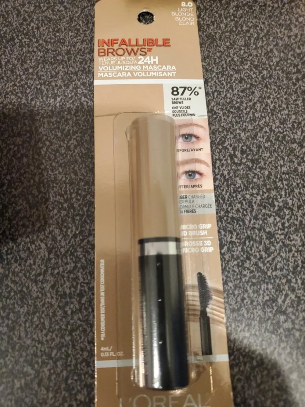 L'OREAL INFALLIBLE BROWS VOLUMIZING MASCARA 8.0 LIGHT BLONDE 0.13oz